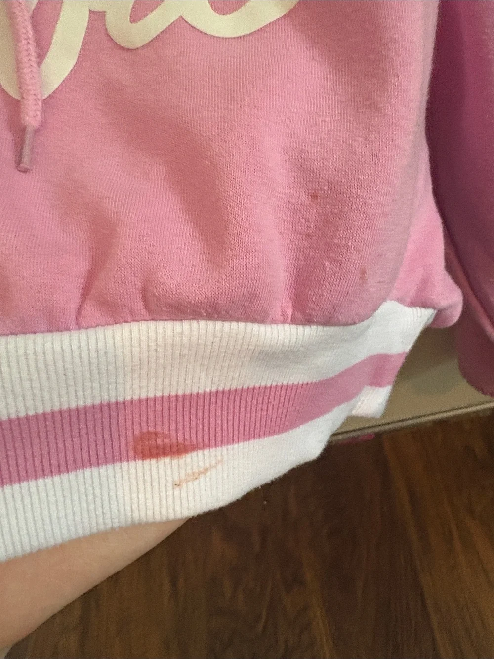 Barbie Pink & White Logo Cropped Hoodie